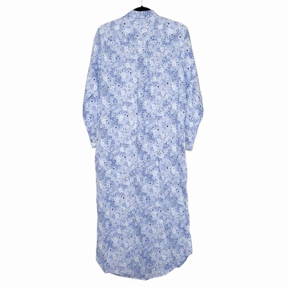 Frank & Eileen Rory Blue Floral Italian Linen Maxi Shirt Dress Size XS - Picture 7 of 8